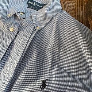 Ralph Lauren Men's Navy and White Striped Shirt